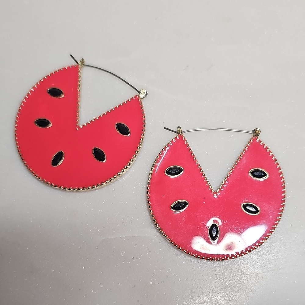 Enamel Watermelon Slice Earrings